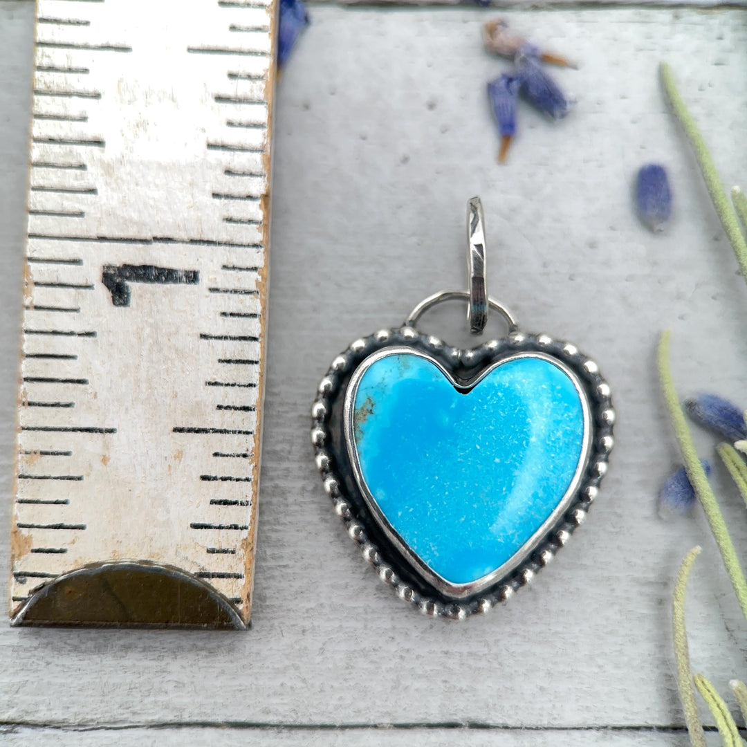 Kingman Turquoise Heart and Sterling Silver Pendant - SunlightSilver