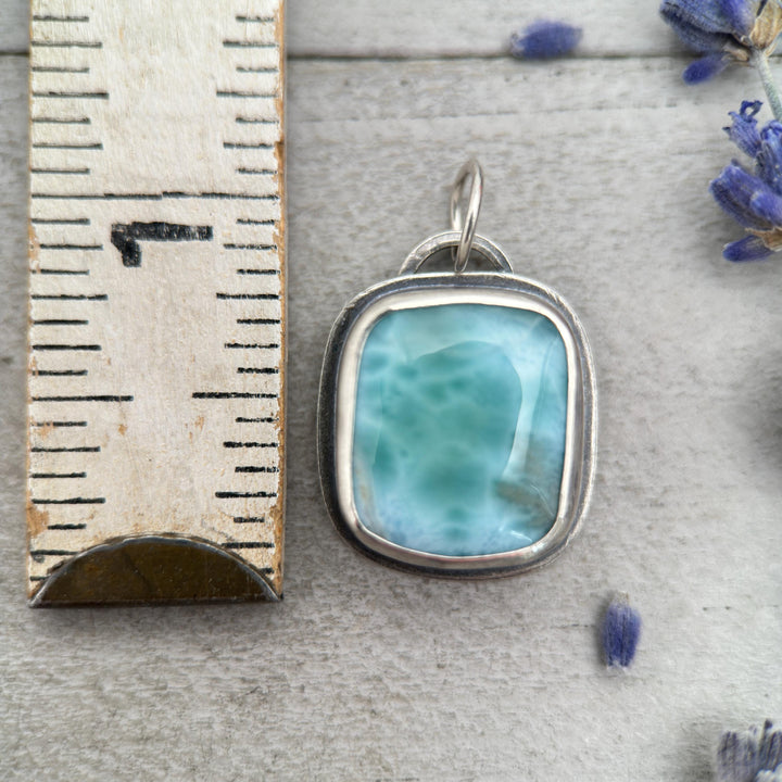 Larimar and Solid 925 Sterling Silver Silver Pendant - SunlightSilver