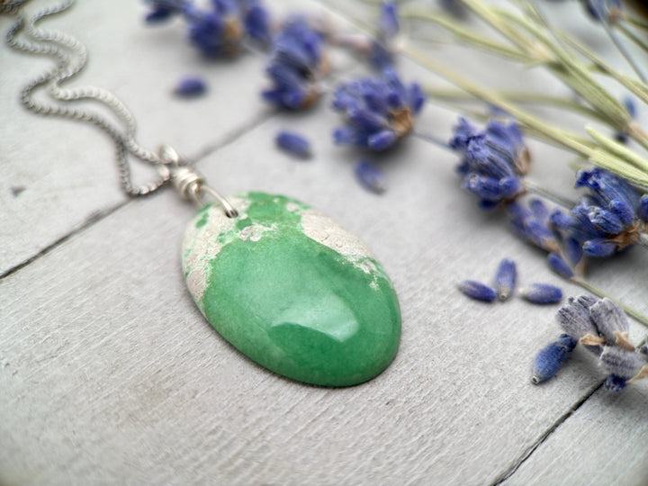 Utah Lucin Variscite and Sterling Silver Pendant Necklace - SunlightSilver