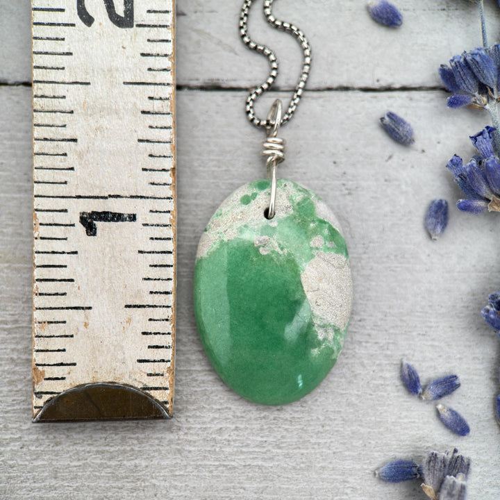 Utah Lucin Variscite and Sterling Silver Pendant Necklace - SunlightSilver