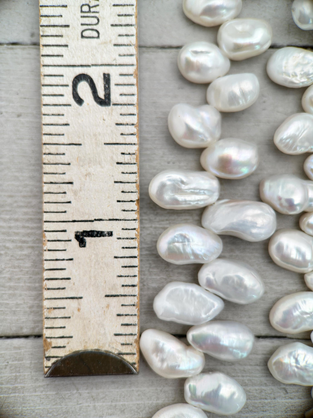 White Keshi Pearl and Sterling Silver Necklace. Thick Cornflake Pearls - SunlightSilver