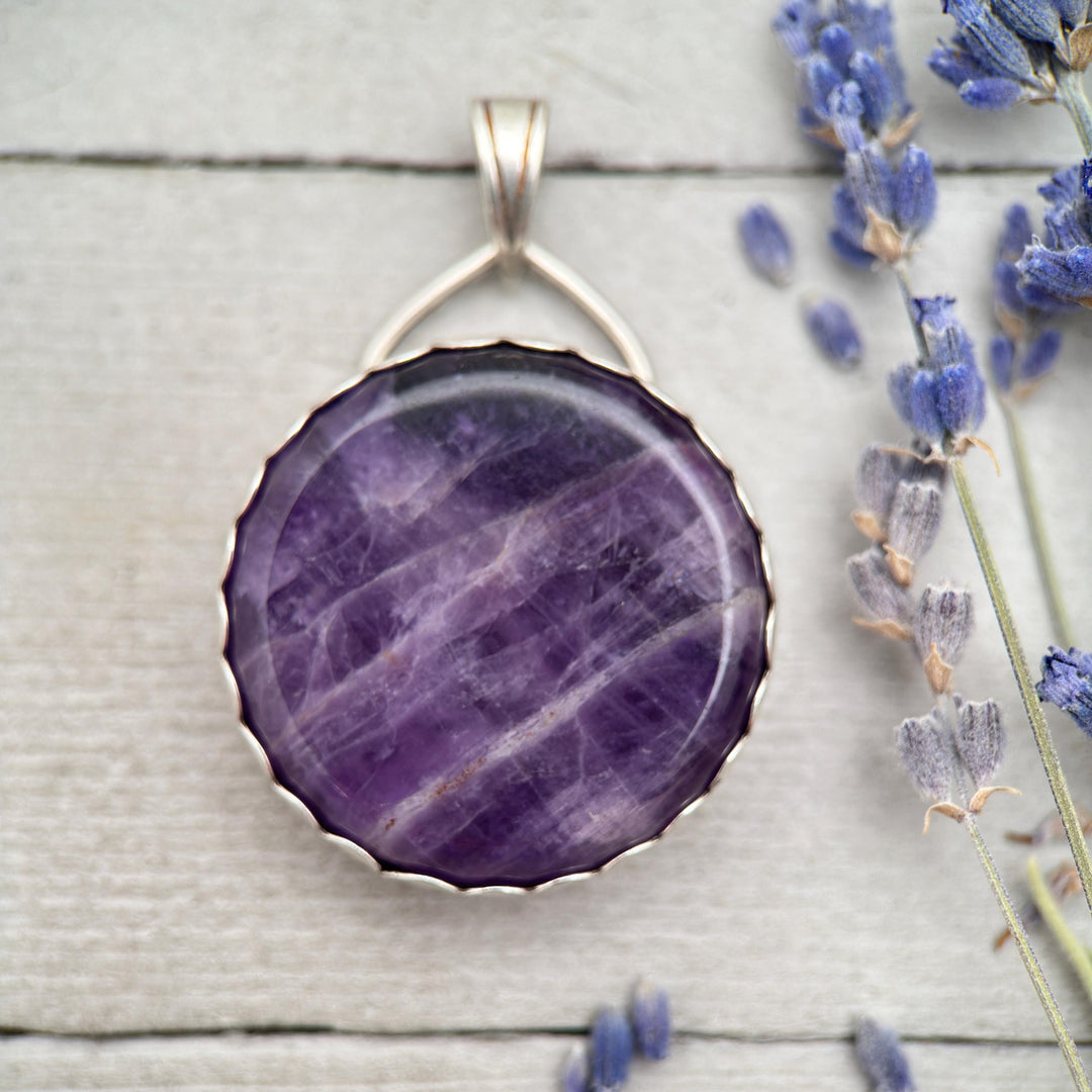 Purple Amethyst Crystal Sterling Silver Pendant - SunlightSilver