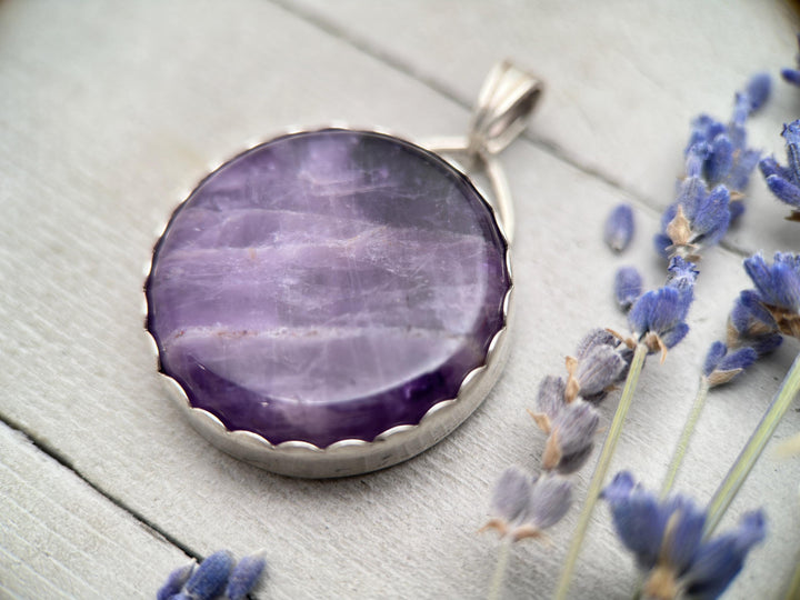 Purple Amethyst Crystal Sterling Silver Pendant - SunlightSilver