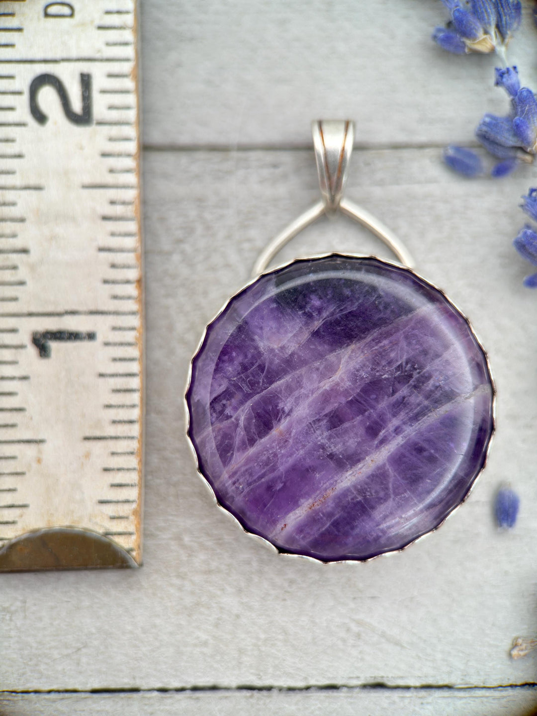 Purple Amethyst Crystal Sterling Silver Pendant - SunlightSilver