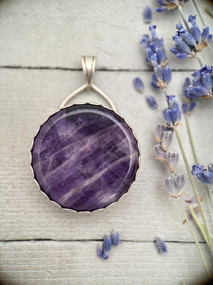 Purple Amethyst Crystal Sterling Silver Pendant - SunlightSilver