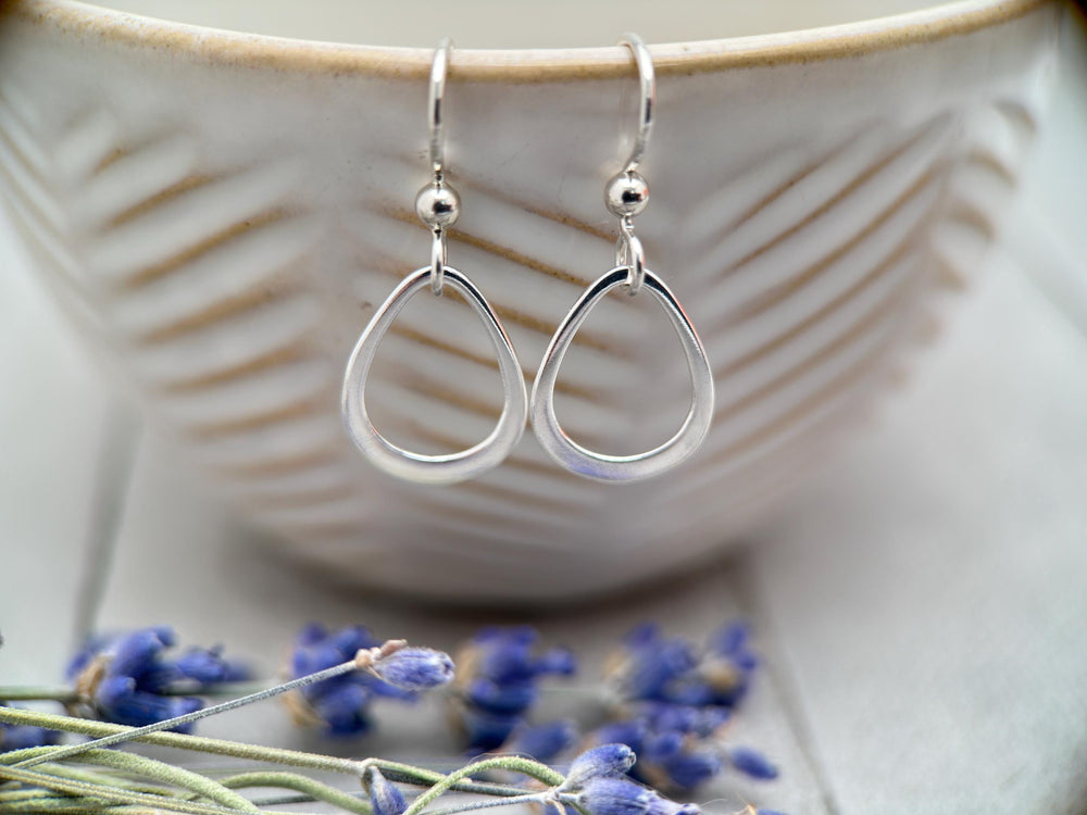 Sterling Silver Teardrop Everyday Hoop Earrings, Lightweight and Hypoallergenic - SunlightSilver