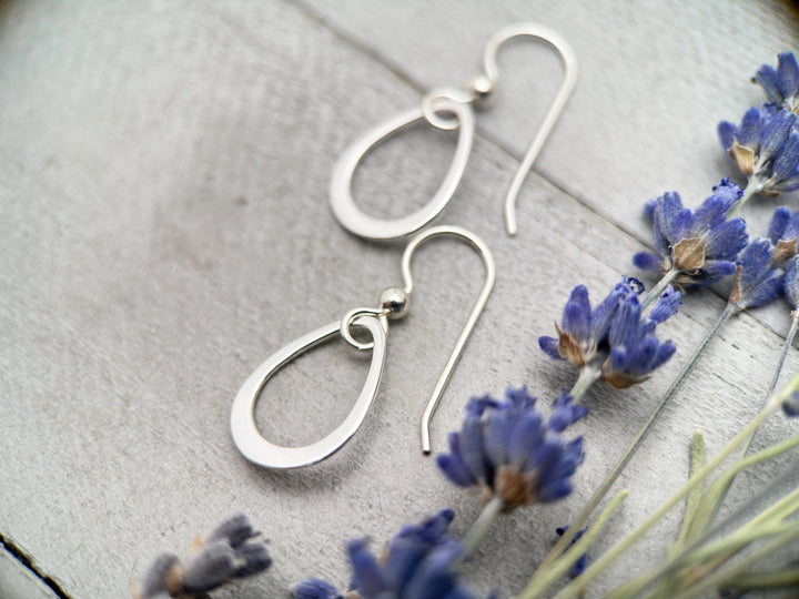 Sterling Silver Teardrop Everyday Hoop Earrings, Lightweight and Hypoallergenic - SunlightSilver