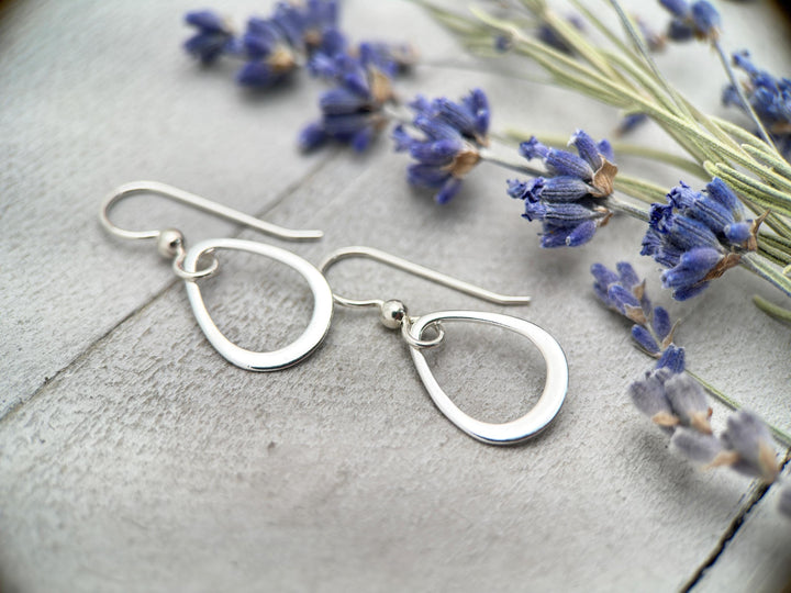 Sterling Silver Teardrop Everyday Hoop Earrings, Lightweight and Hypoallergenic - SunlightSilver