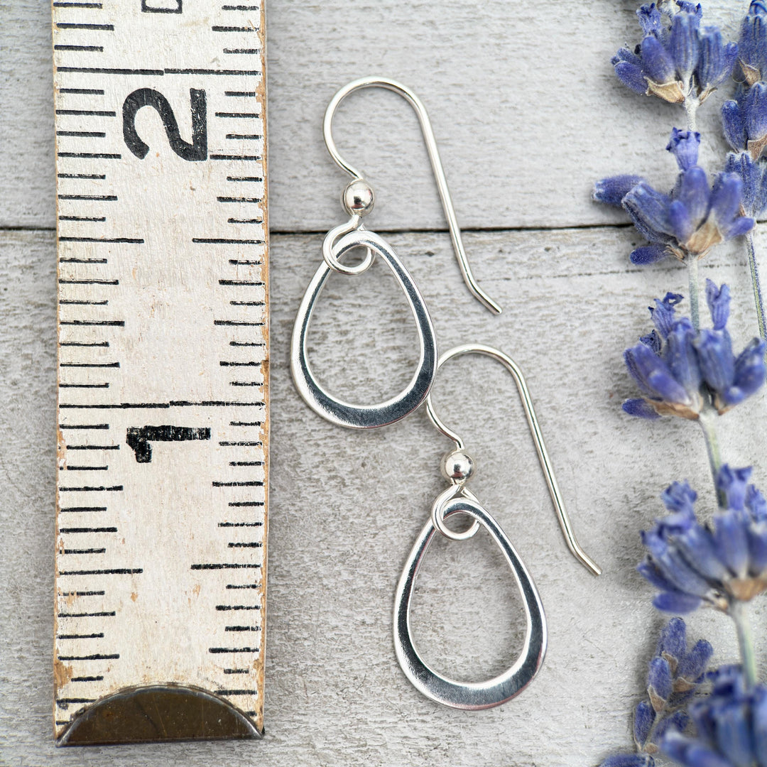 Sterling Silver Teardrop Everyday Hoop Earrings, Lightweight and Hypoallergenic - SunlightSilver