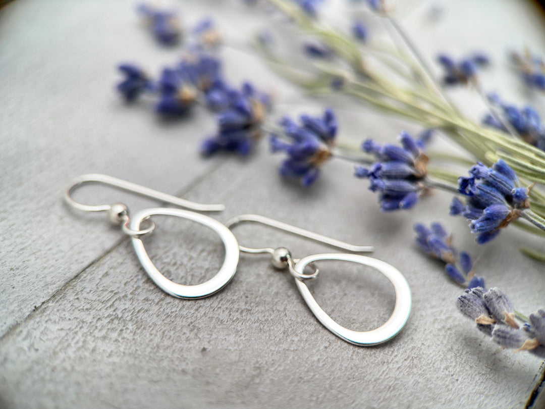 Sterling Silver Teardrop Everyday Hoop Earrings, Lightweight and Hypoallergenic - SunlightSilver