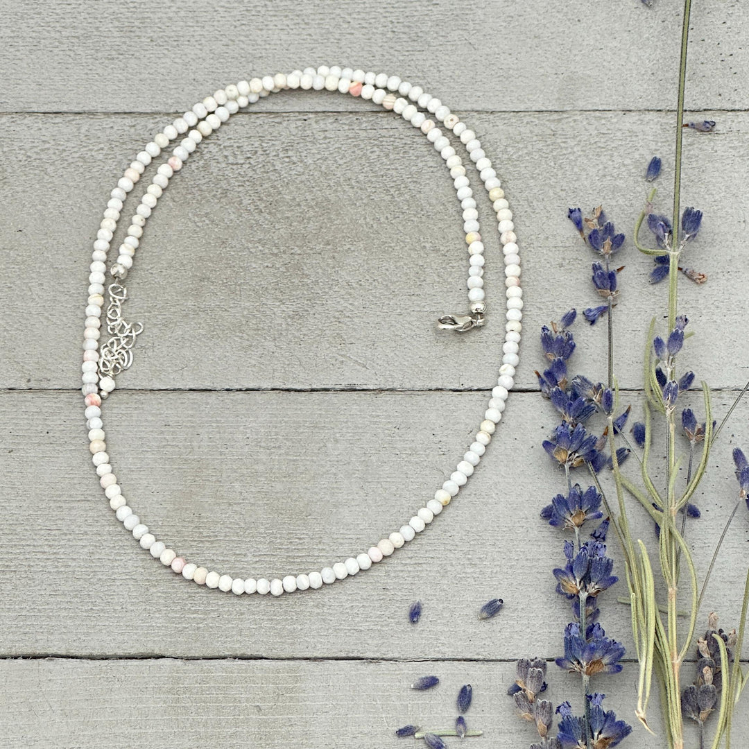 Pale Pink Queen Conch Shell and Solid 925 Sterling Silver Beaded Necklace - SunlightSilver