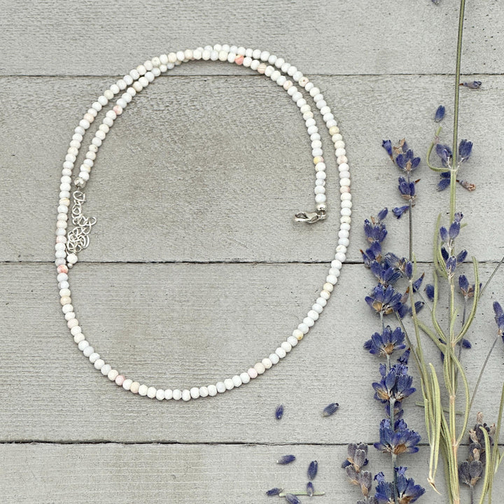 Pale Pink Queen Conch Shell and Solid 925 Sterling Silver Beaded Necklace - SunlightSilver