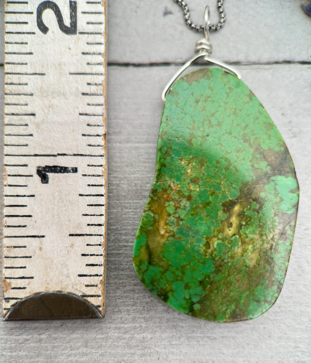 Green Turquoise Pendant on a Sterling Silver Chain - SunlightSilver