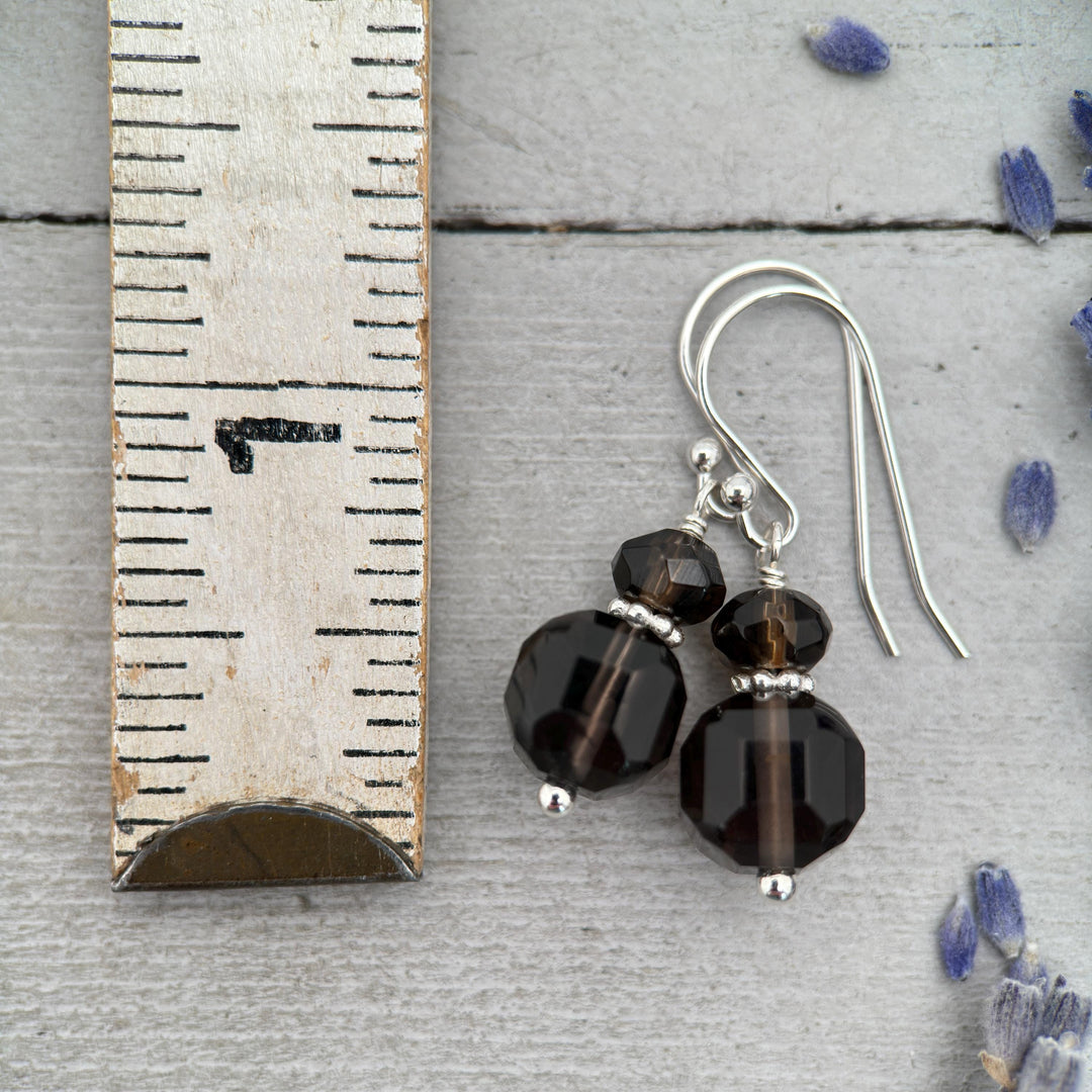Smoky Quartz and Sterling Silver Earrings - SunlightSilver