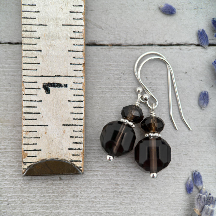 Smoky Quartz and Sterling Silver Earrings - SunlightSilver
