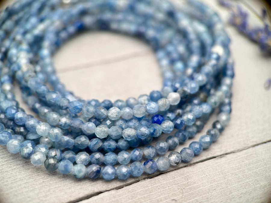 Beaded Kyanite and Sterling Silver Silver Necklace - SunlightSilver