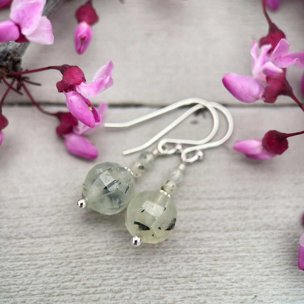 Prehnite and Sterling Silver Dangle Earrings - SunlightSilver