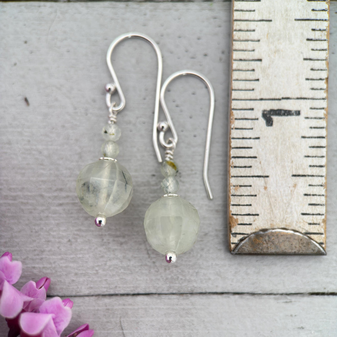 Prehnite and Sterling Silver Dangle Earrings - SunlightSilver