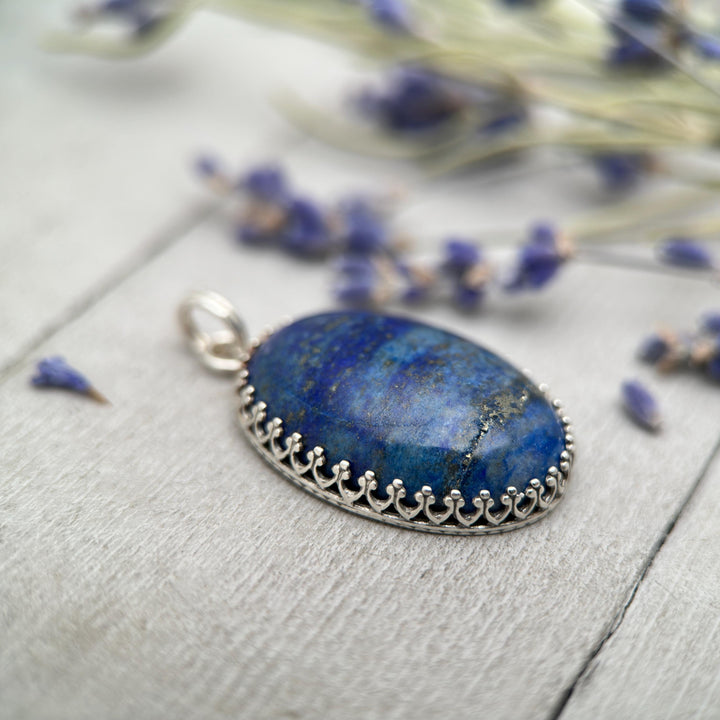 Lapis Lazuli and Solid 925 Sterling Silver Pendant - SunlightSilver