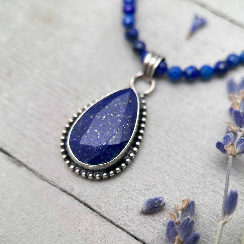 Lapis Lazuli and Solid 925 Sterling Silver Pendant - SunlightSilver
