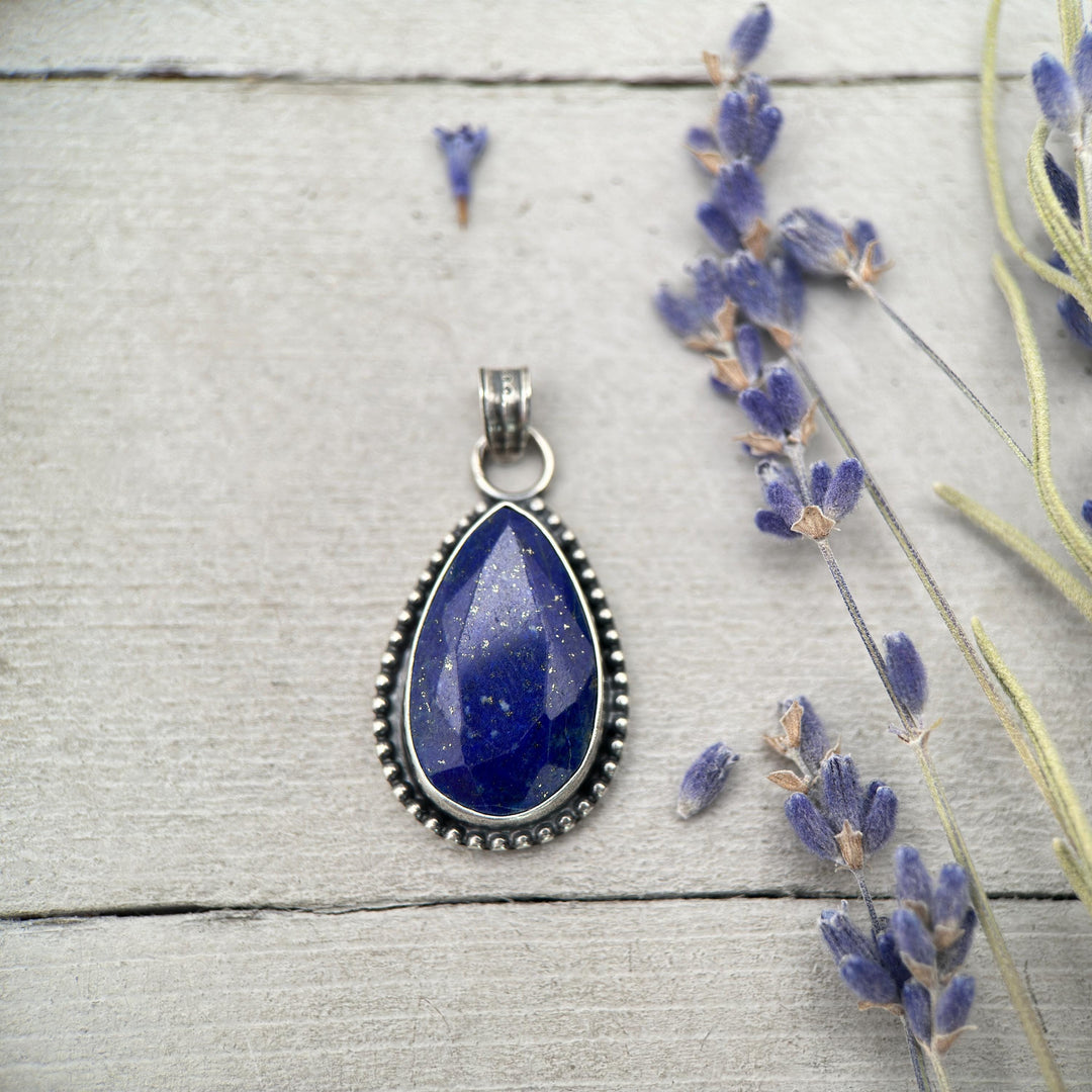 Lapis Lazuli and Solid 925 Sterling Silver Pendant - SunlightSilver