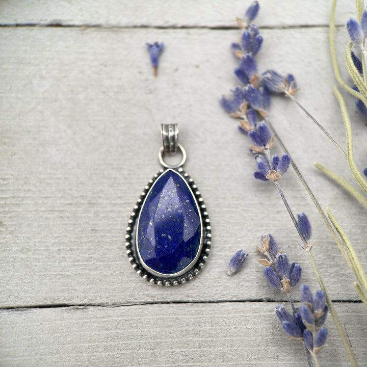 Lapis Lazuli and Solid 925 Sterling Silver Pendant - SunlightSilver