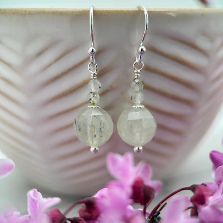 Prehnite and Sterling Silver Dangle Earrings - SunlightSilver