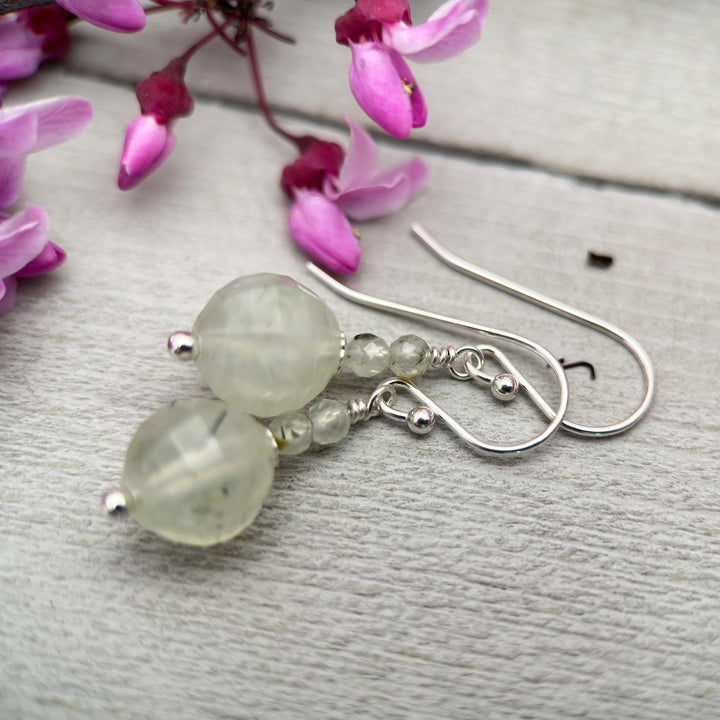 Prehnite and Sterling Silver Dangle Earrings - SunlightSilver