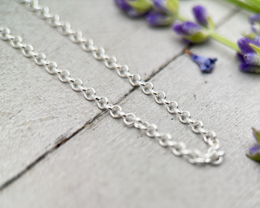 Sterling Silver Rolo Chain – 2mm Delicate Necklace, Solid 925 Silver Jewelry Italian - SunlightSilver