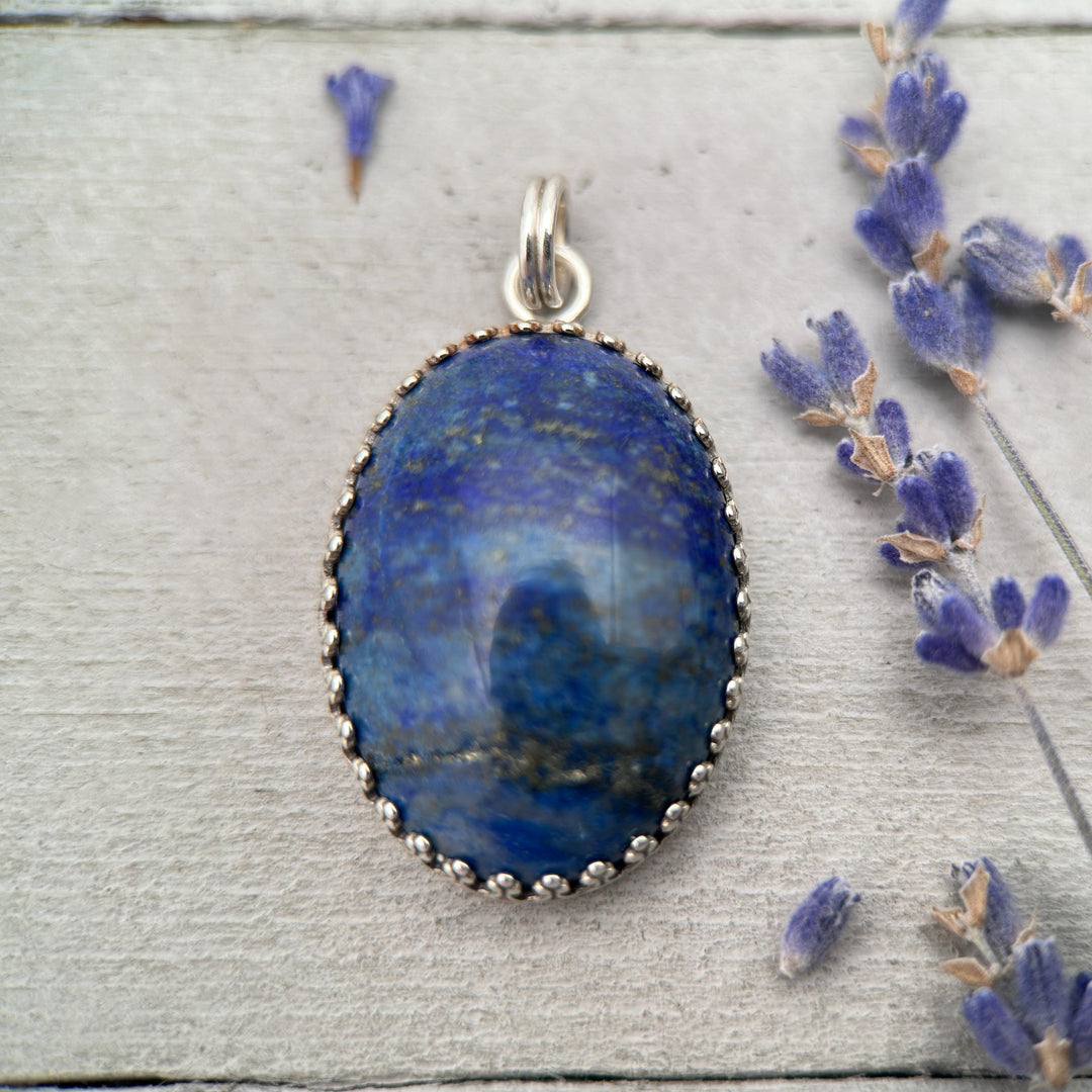 Lapis Lazuli and Solid 925 Sterling Silver Pendant - SunlightSilver