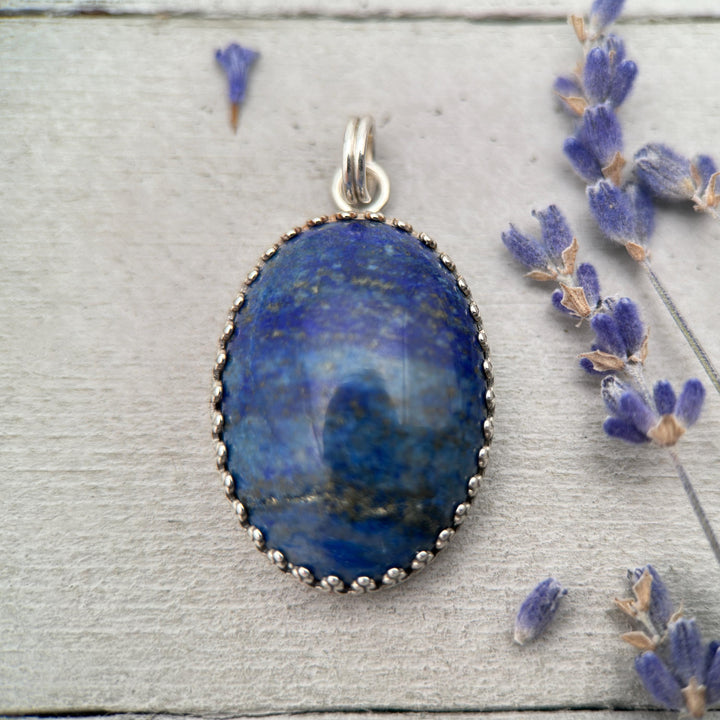 Lapis Lazuli and Solid 925 Sterling Silver Pendant - SunlightSilver