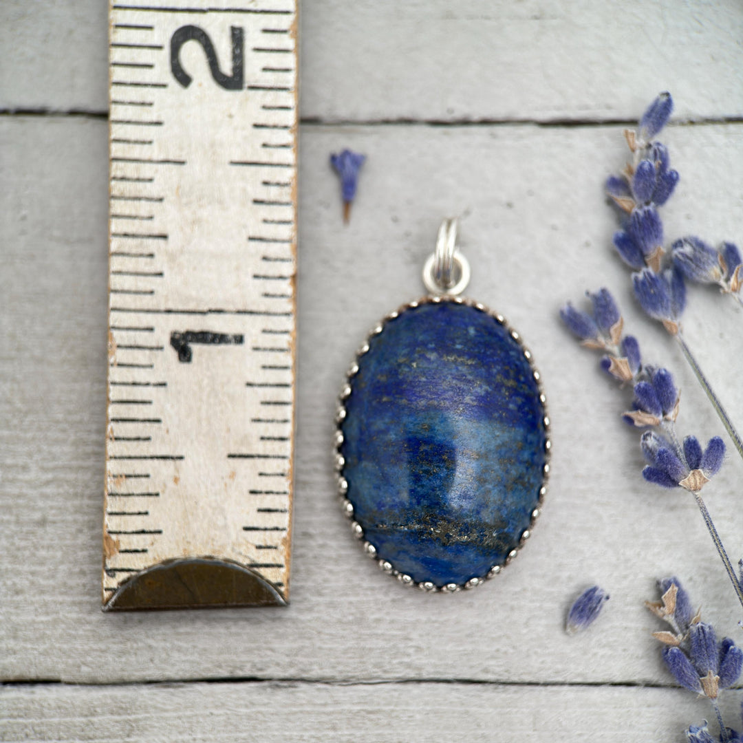 Lapis Lazuli and Solid 925 Sterling Silver Pendant - SunlightSilver