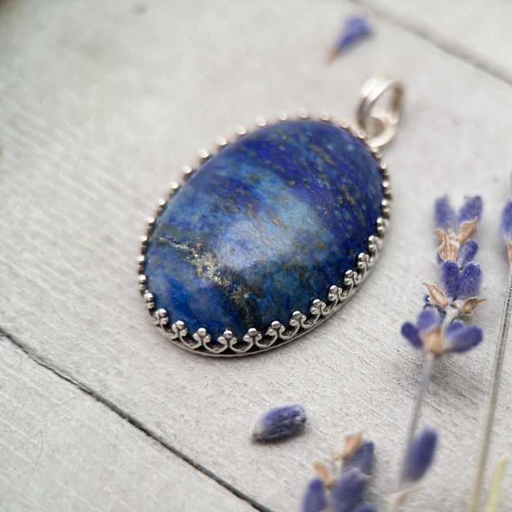Lapis Lazuli and Solid 925 Sterling Silver Pendant - SunlightSilver