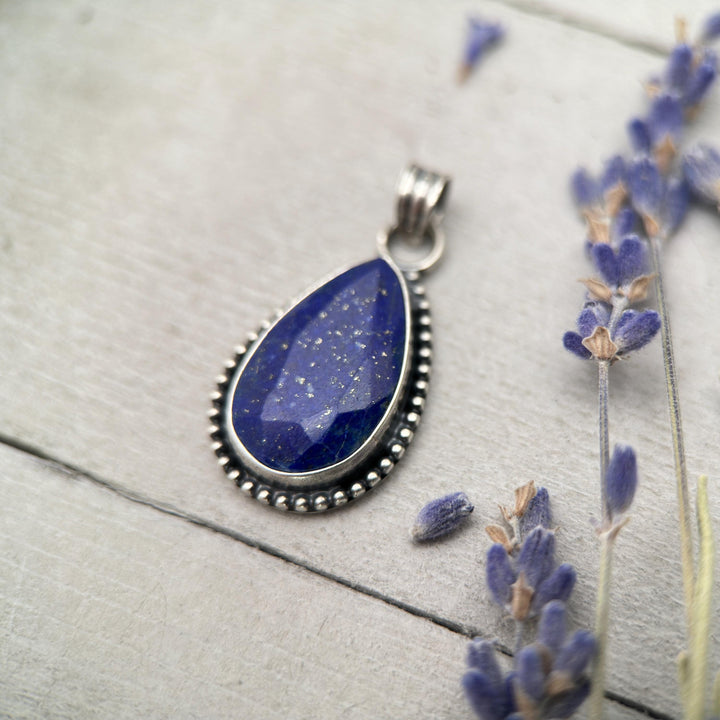 Lapis Lazuli and Solid 925 Sterling Silver Pendant - SunlightSilver