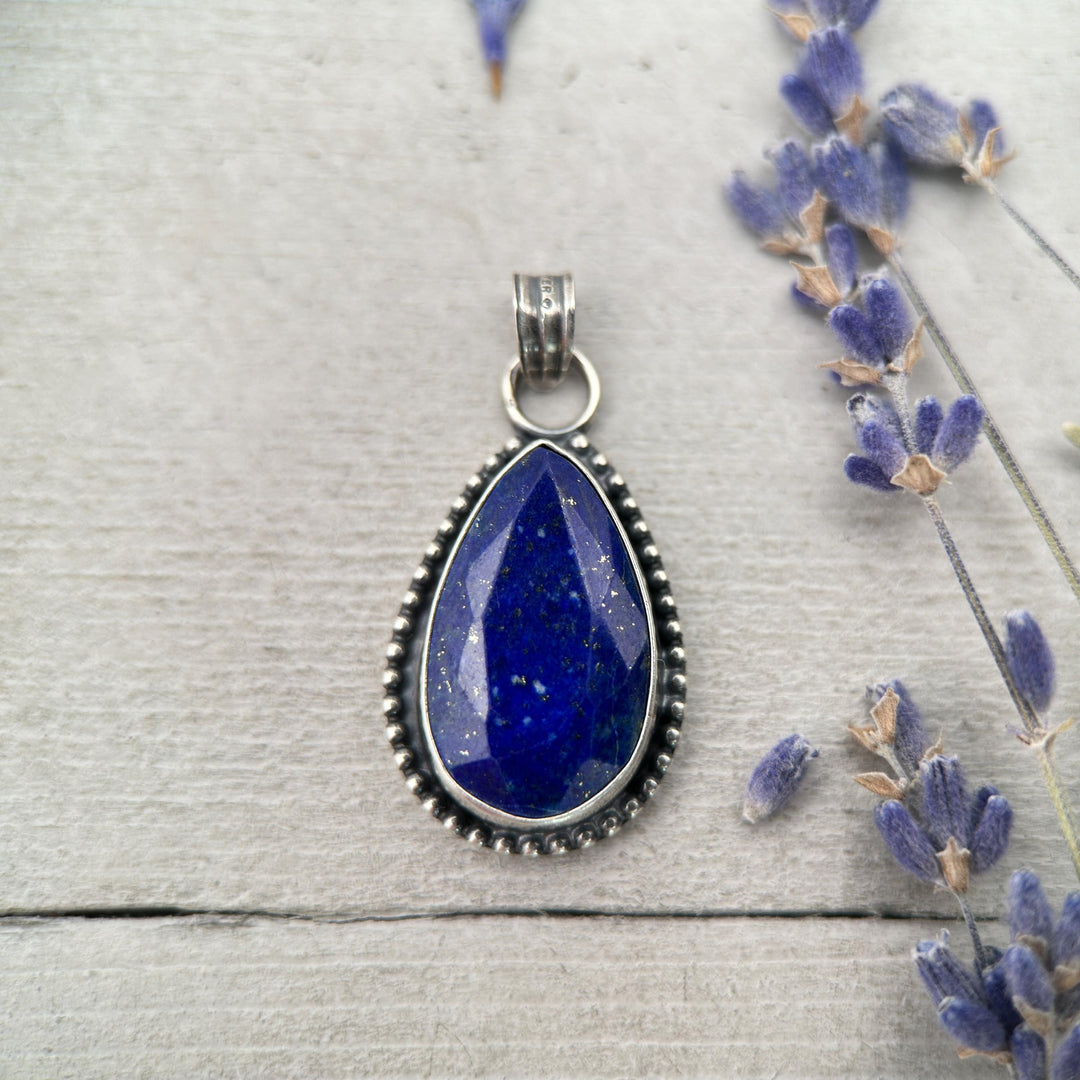 Lapis Lazuli and Solid 925 Sterling Silver Pendant - SunlightSilver