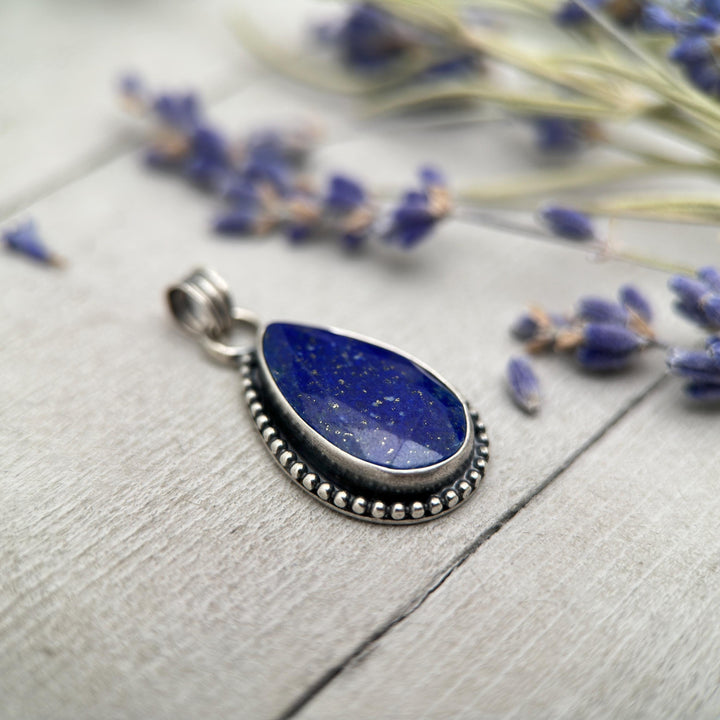 Lapis Lazuli and Solid 925 Sterling Silver Pendant - SunlightSilver