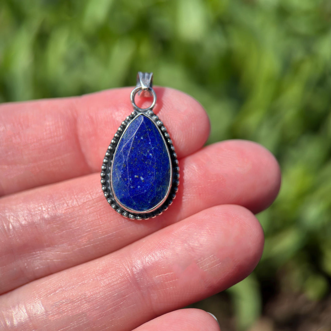Lapis Lazuli and Solid 925 Sterling Silver Pendant - SunlightSilver
