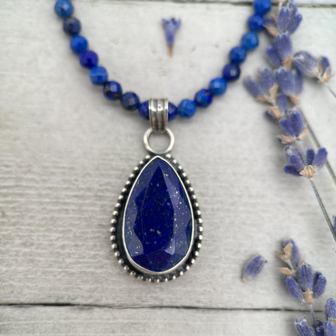 Lapis Lazuli and Solid 925 Sterling Silver Pendant - SunlightSilver