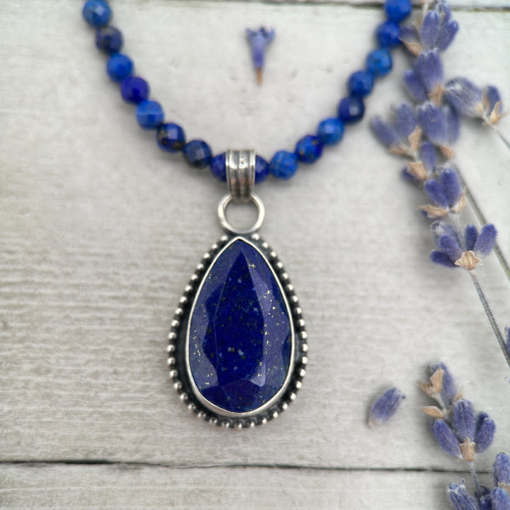 Lapis Lazuli and Solid 925 Sterling Silver Pendant - SunlightSilver