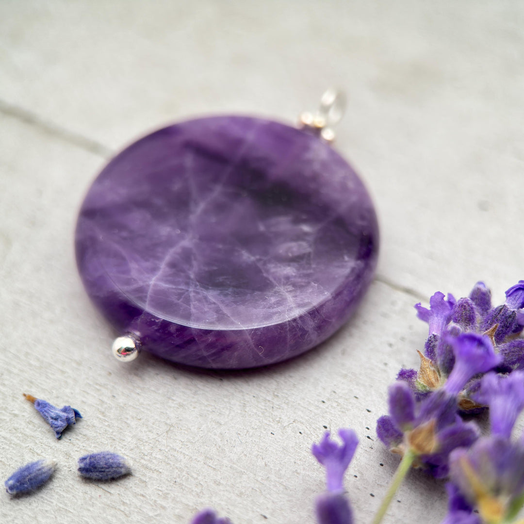 Amethyst Crystal Sterling Silver Necklace - SunlightSilver