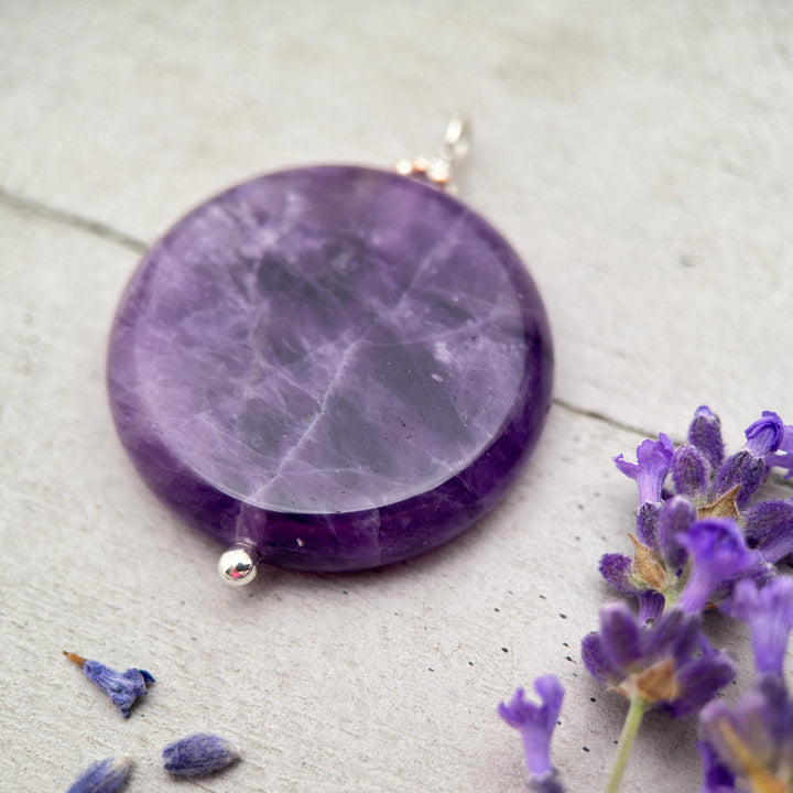 Amethyst Crystal Sterling Silver Necklace - SunlightSilver