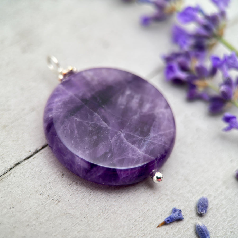 Amethyst Crystal Sterling Silver Necklace - SunlightSilver