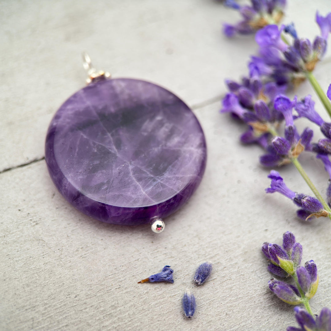 Amethyst Crystal Sterling Silver Necklace - SunlightSilver