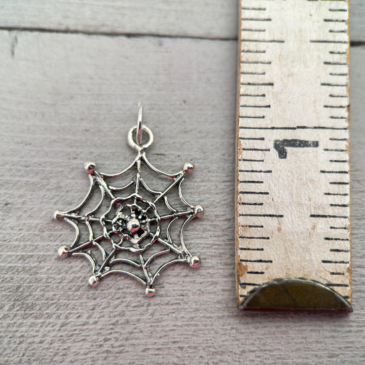 Spider and Web Sterling Silver Pendant - SunlightSilver