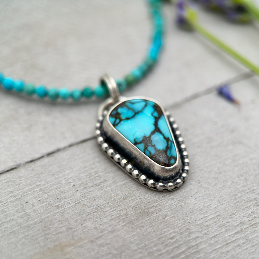 Blue Turquoise and Sterling Silver Pendant - Solid 925 - SunlightSilver