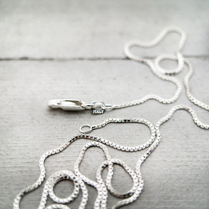 Shiny Sterling Silver Venetian Box Chain Necklace – 1mm Wide – 16", 18", or 20" Length - Italian Solid 925 Sterling Silver Chains - SunlightSilver