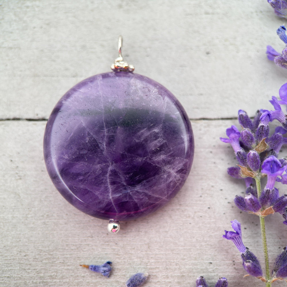 Amethyst Crystal Sterling Silver Necklace - SunlightSilver