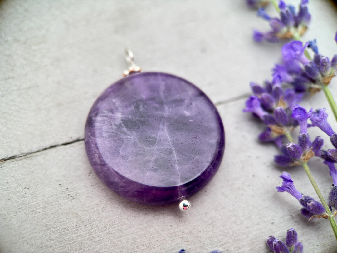Amethyst Crystal Sterling Silver Pendant - SunlightSilver