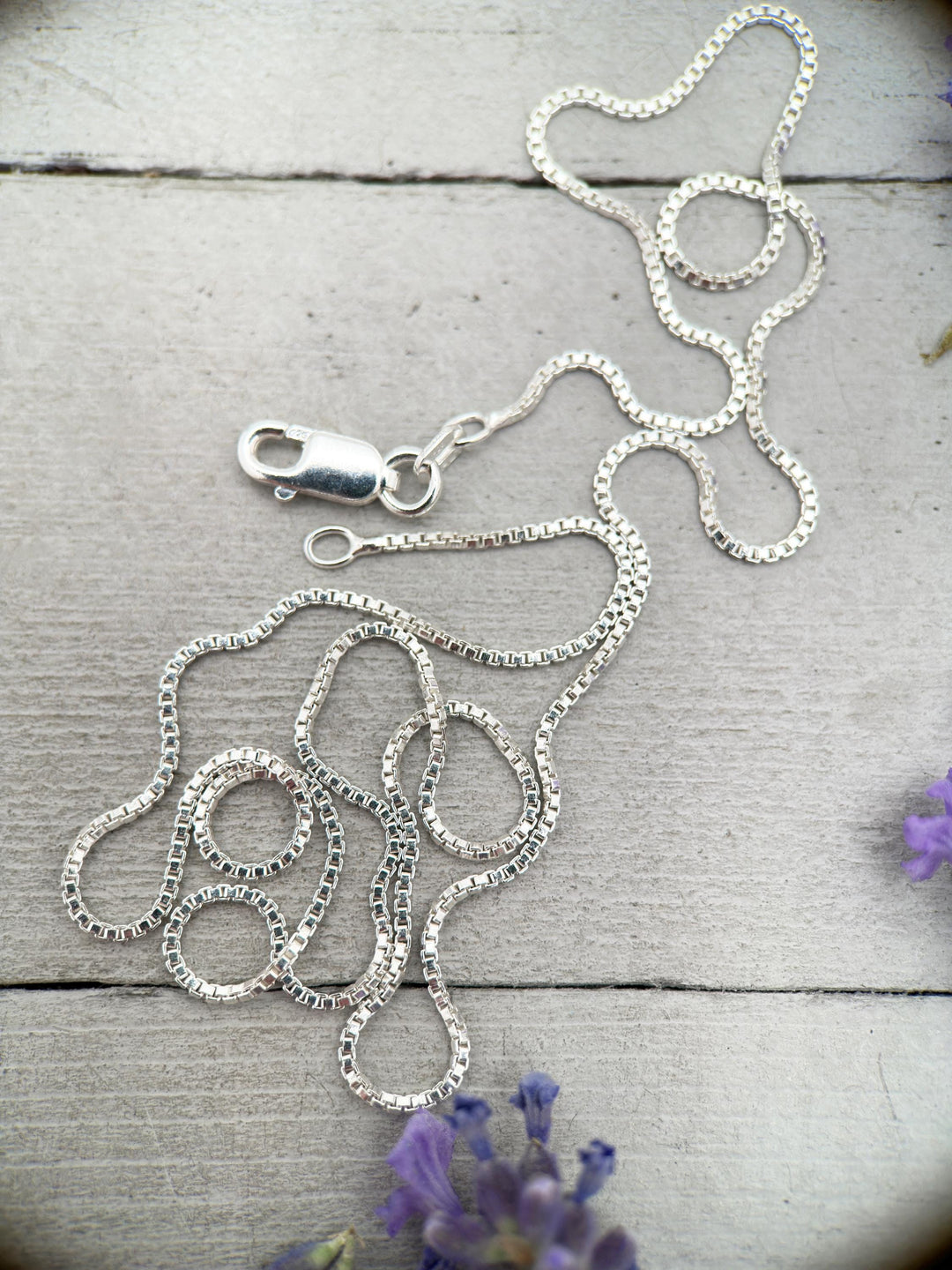 Shiny Sterling Silver Venetian Box Chain Necklace – 1mm Wide – 16", 18", or 20" Length - Italian Solid 925 Sterling Silver Chains - SunlightSilver