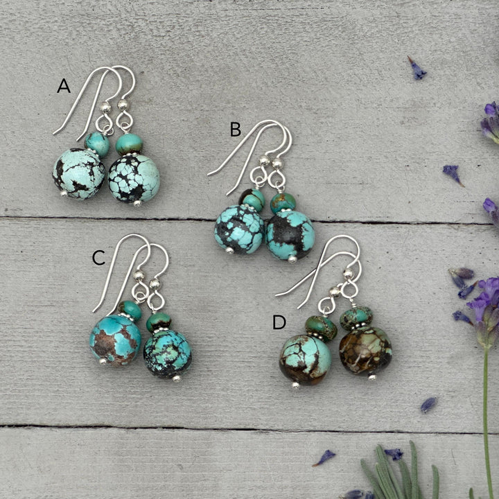 Natural Turquoise and Sterling Silver Earrings - SunlightSilver